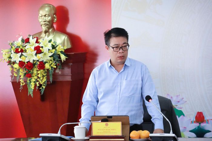 Đồng chí Nguyễn Ngọc Phúc, Tỉnh ủy viên, Phó Chủ tịch UBND tỉnh Lâm Đồng phát biểu tại buổi làm việc