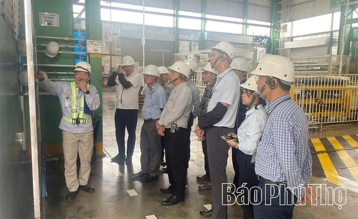 Các đại biểu tham quan dây chuyền sản xuất tại Nhà máy Toyota Việt Nam.