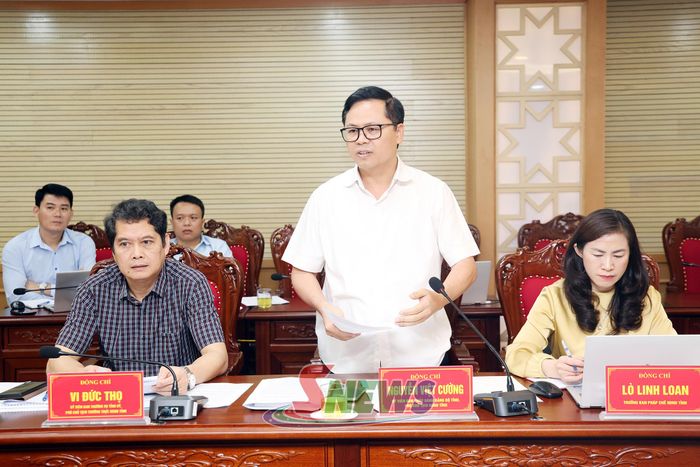 Đồng chí Nguyễn Việt Cường phát biểu tại phiên họp.