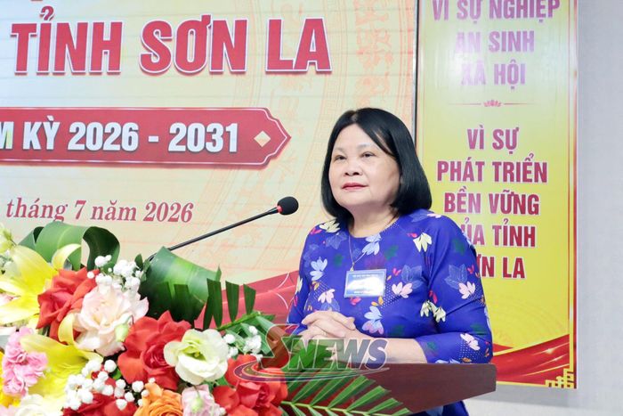 Đồng chí Trần Thị Dung, Phó Chủ tịch Thường trực Hội Bảo trợ người khuyết tật Việt Nam, phát biểu tại đại hội.