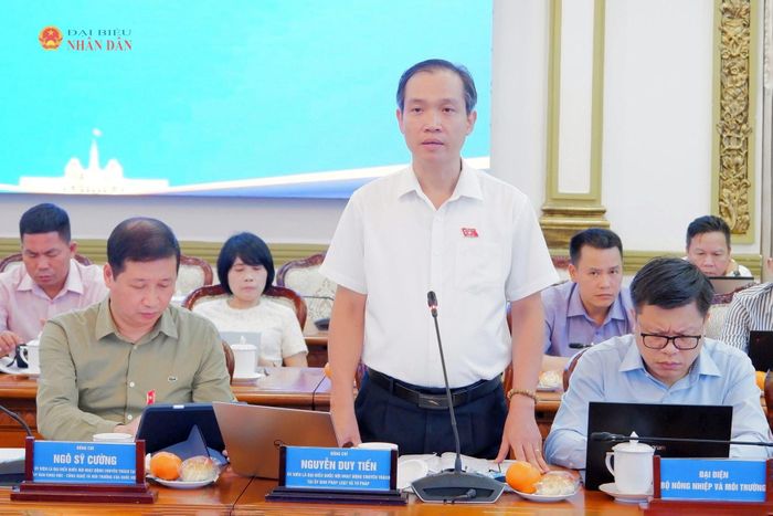 ĐBQH hoạt động chuyên trách tại Ủy ban Pháp luật và Tư pháp Nguyễn Duy Tiến phát biểu