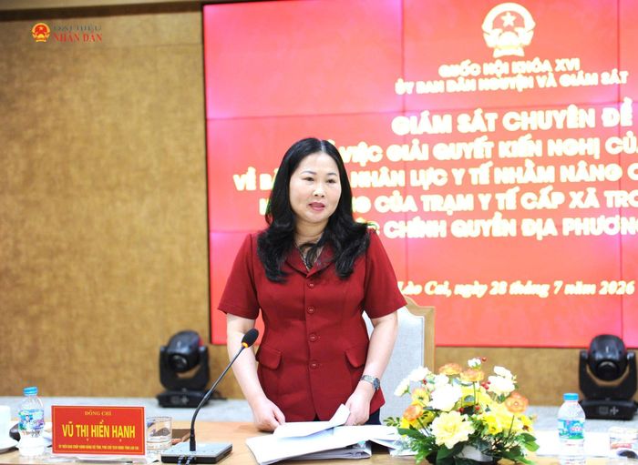 Phó Chủ tịch UBND tỉnh Lào Cai Vũ Thị Hiền Hạnh phát biểu