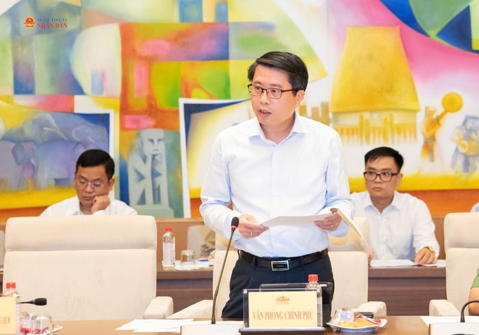 Phó Chủ nhiệm Văn phòng Chính phủ Trần Anh Tiến phát biểu