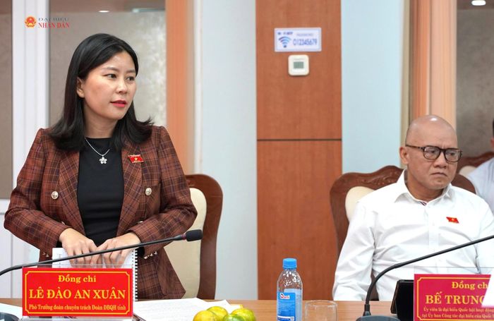 Phó Trưởng đoàn chuyên trách Đoàn ĐBQH tỉnh Lê Đào An Xuân phát tại cuộc làm việc