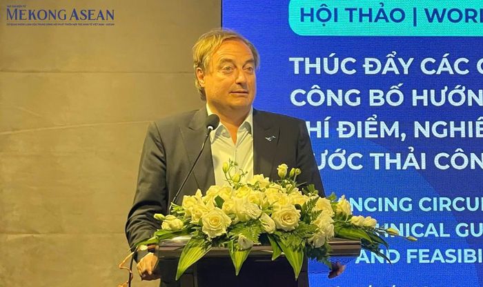 Ông Bruno Jaspaert, Tổng giám đốc Tổ hợp Khu công nghiệp DEEP C phát biểu tại sự kiện. Ảnh: Thảo Ngân - Mekong ASEAN.