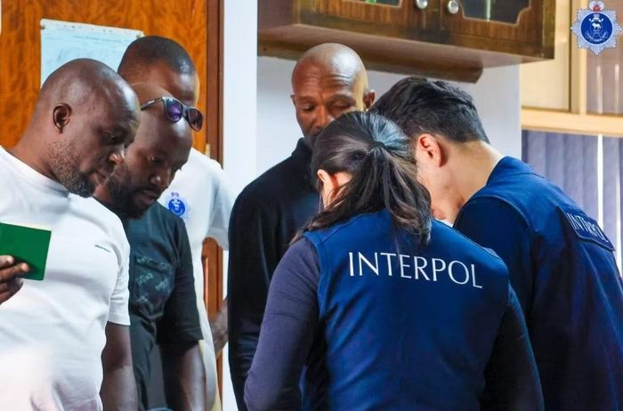 Các chuyên gia INTERPOL tham gia kiểm định vật chứng. Ảnh: INTERPOL