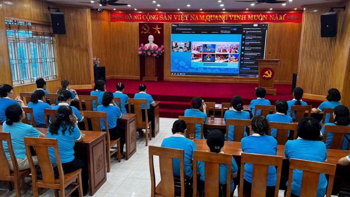 Điểm cầu phường Thanh Liệt. Ảnh: Cơ sở