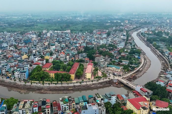 Dự án cải tạo tuyến hạ lưu sông Kim Ngưu nối sông Tô Lịch, thuộc địa bàn xã Đại Thanh (thành phố Hà Nội). Ảnh: Duy Khánh