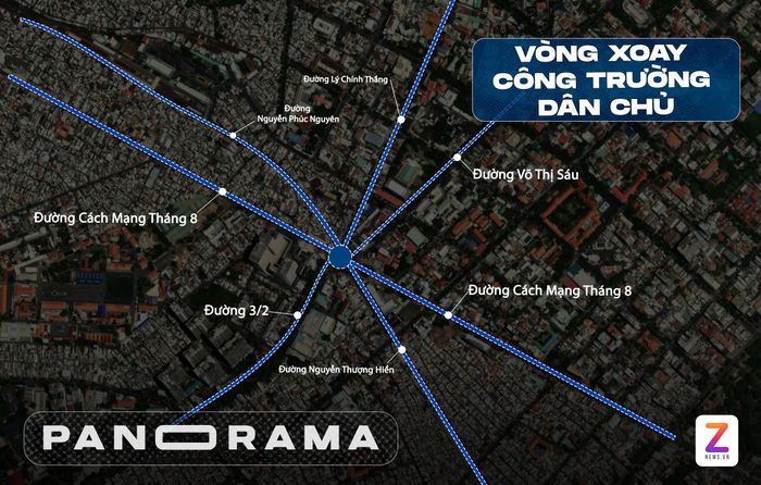 Vị trí vòng xoay Công Trường Dân Chủ. Đồ họa. Duy Hiệu. 