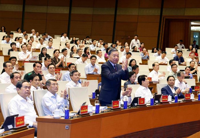 Tổng Bí thư, Chủ tịch nước Tô Lâm và các đại biểu dự hội nghị tại điểm cầu trung tâm - Hội trường Diên Hồng, Nhà Quốc hội (Hà Nội). Ảnh: Thống Nhất – TTXVN