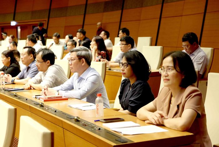 Đại biểu dự hội nghị tại điểm cầu trung tâm - Hội trường Diên Hồng, Nhà Quốc hội (Hà Nội). Ảnh: Phương Hoa – TTXVN