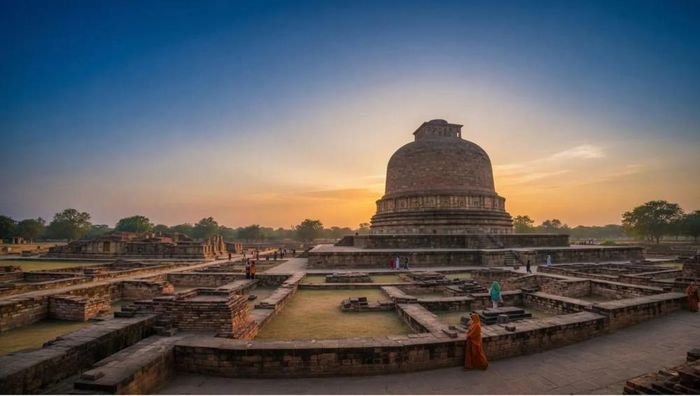 Các di tích khảo cổ tại Sarnath gồm những công trình tôn giáo, tu viện và dấu tích kiến trúc phản ánh sự phát triển lâu dài của Phật giáo Ấn Độ. Ảnh: Internet