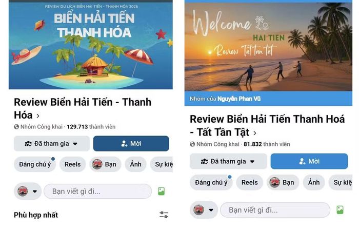 Các trang, nhóm cộng đồng về du lịch Hải Tiến trên Facebook thu hút hàng trăm nghìn lượt người theo dõi, tương tác. (Ảnh: QUANG ĐẠO)