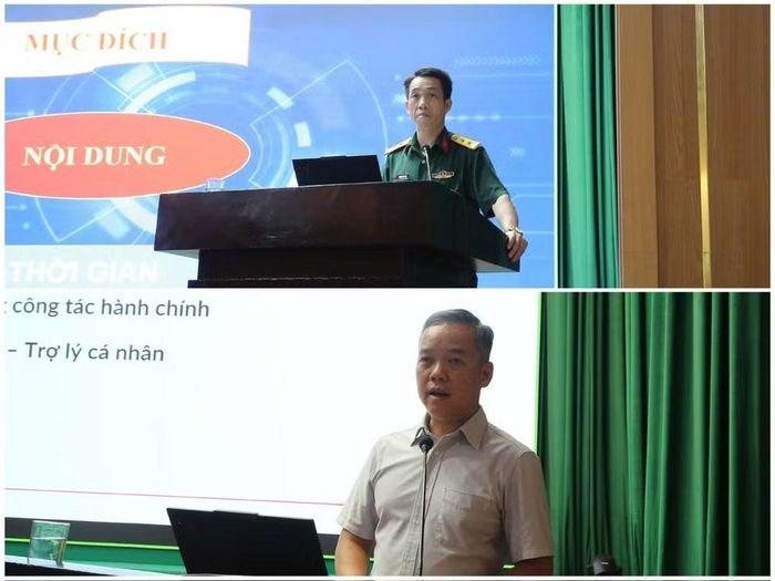 Hai báo cáo viên trình bày 2 chuyên đề tại tập huấn.