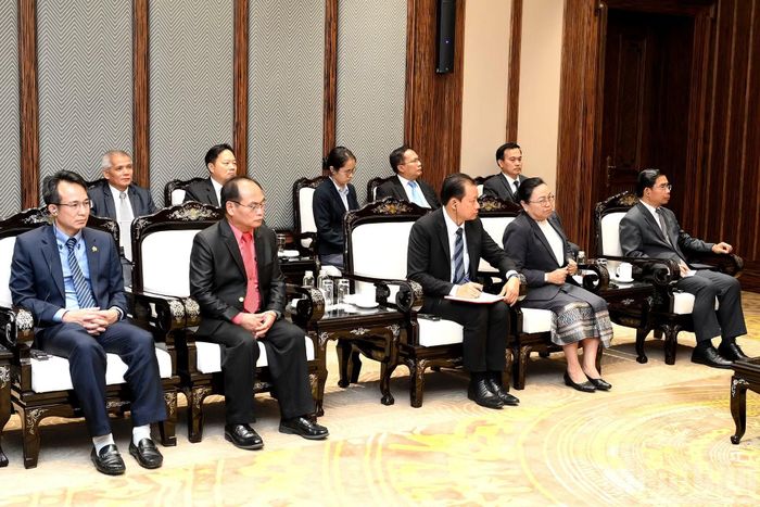 Các đại biểu Lào tham dự cuộc tiếp.