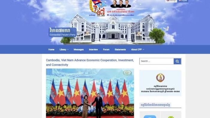 Trang tin của Đảng Nhân dân Campuchia (CPP). (Ảnh chụp màn hình)