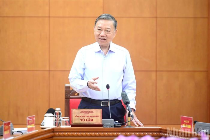 Tổng Bí thư, Chủ tịch nước Tô Lâm phát biểu chỉ đạo tại cuộc làm việc.