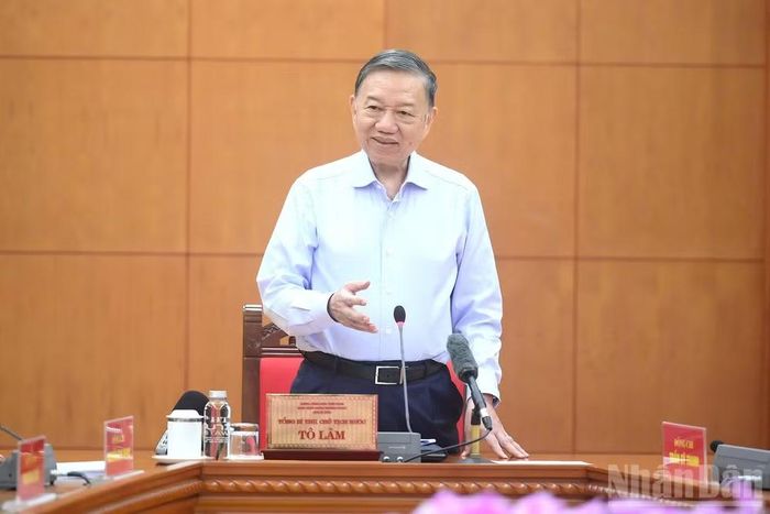 Tổng Bí thư, Chủ tịch nước Tô Lâm phát biểu tại cuộc làm việc. (Ảnh: ĐĂNG KHOA)