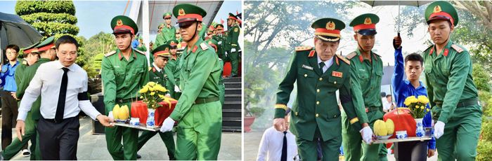 Ảnh trái: Phó thủ tướng Nguyễn Văn Thắng đưa linh cữu liệt sĩ đến nơi an táng tại Nghĩa trang Liệt sĩ Bình Phước (TP Đồng Nai). Ảnh phải: Thượng tướng Nguyễn Văn Gấu, Ủy viên Trung ương Đảng, Thứ trưởng Bộ Quốc phòng đưa linh cữu liệt sĩ đến nơi an táng tại Nghĩa trang Liệt sĩ Bình Phước (TP Đồng Nai).