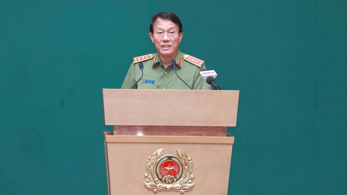  Bộ trưởng Bộ Công an Lương Tam Quang phát biểu tại hội nghị. Ảnh: MINH HẢI 