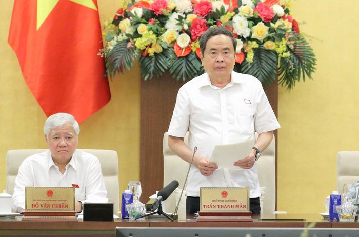 Chủ tịch Quốc hội Trần Thanh Mẫn phát biểu bế mạc phiên họp. Ảnh: VIẾT CHUNG