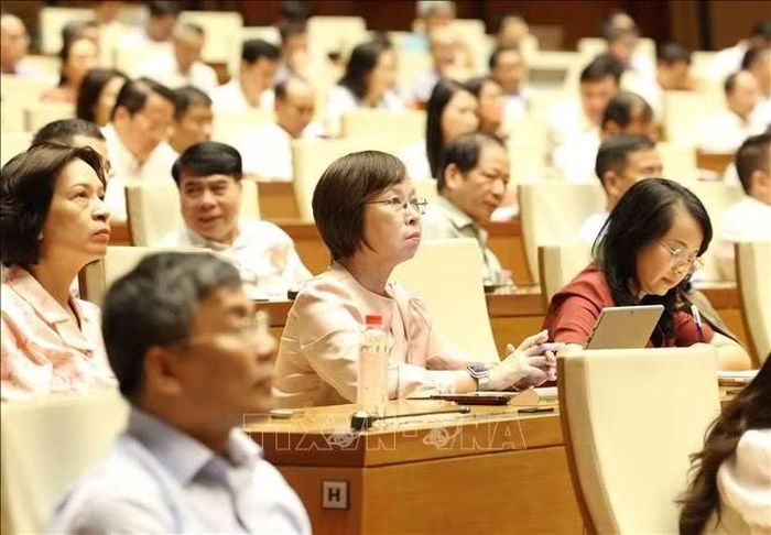 Đại biểu dự hội nghị tại điểm cầu trung tâm - Hội trường Diên Hồng, Nhà Quốc hội (Hà Nội). Ảnh: Phương Hoa/TTXVN