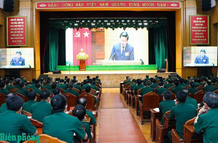 Quang cảnh hội nghị tại điểm cầu Bộ Tư lệnh Bộ đội Biên phòng. Ảnh: Dân Chủ