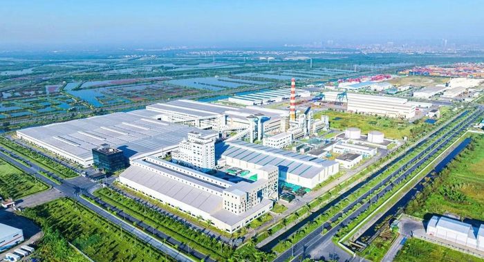 Mái nhà xưởng của Công ty TNHH FLAT Việt Nam phủ kín các tấm pin năng lượng mặt trời.