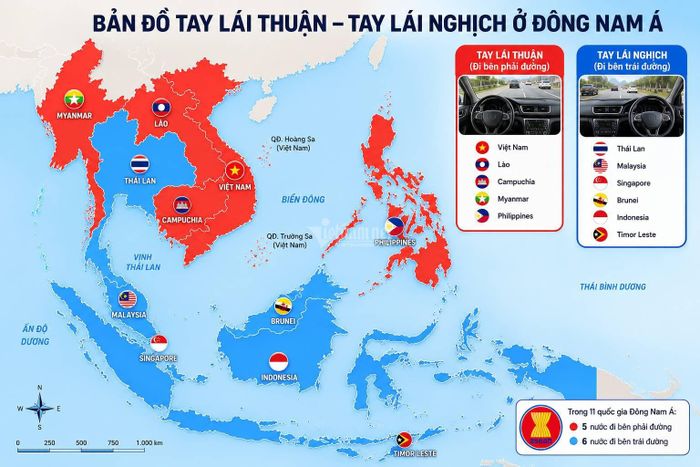 Các nước Đông Nam Á được chia thành 2 nhóm có số lượng gần tương đương. Minh họa được tạo bởi AI