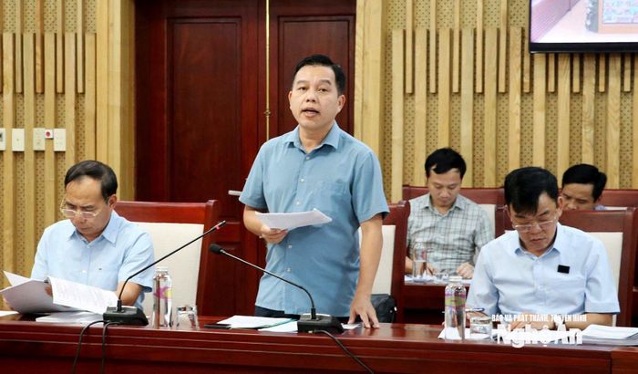 Phó Giám đốc Sở Nông nghiệp và Môi trường Lê Quang Huy phát biểu tại cuộc làm việc. Ảnh: Xuân Hướng