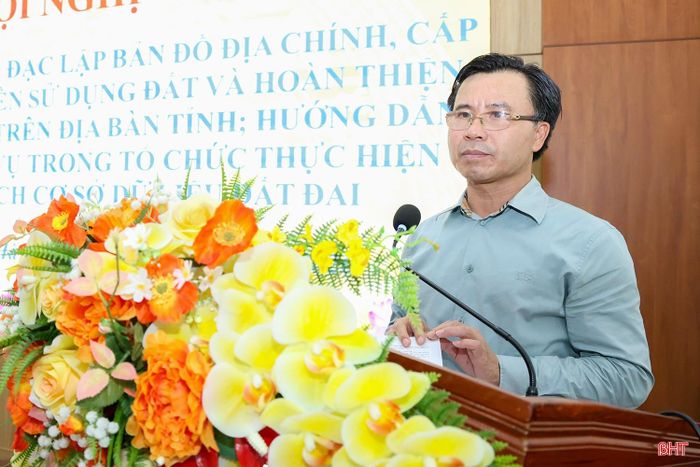 Giám đốc Sở NN&amp;MT Lê Ngọc Huấn phát biểu tại hội nghị.