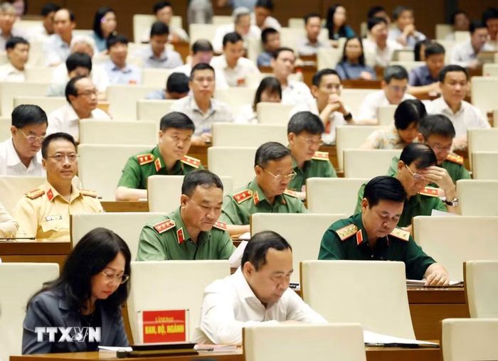 Đại biểu dự hội nghị tại điểm cầu trung tâm - Hội trường Diên Hồng, Nhà Quốc hội (Hà Nội). (Ảnh: Phương Hoa/TTXVN)