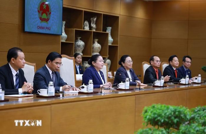 Đồng chí Sisay Leudetmounsone, Trưởng Ban Tổ chức Trung ương Đảng Nhân dân Cách mạng Lào phát biểu. (Ảnh: Dương Giang/TTXVN)