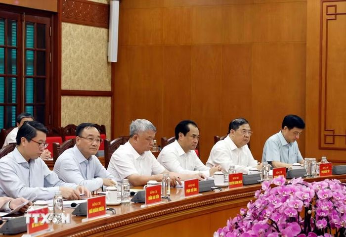 Các đại biểu tham dự buổi làm việc. (Ảnh: Thống Nhất/TTXVN)