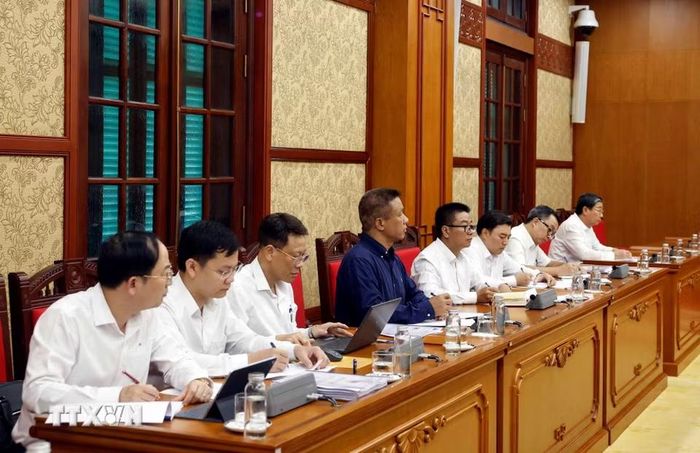 Các đại biểu tham dự buổi làm việc. (Ảnh: Thống Nhất/TTXVN)