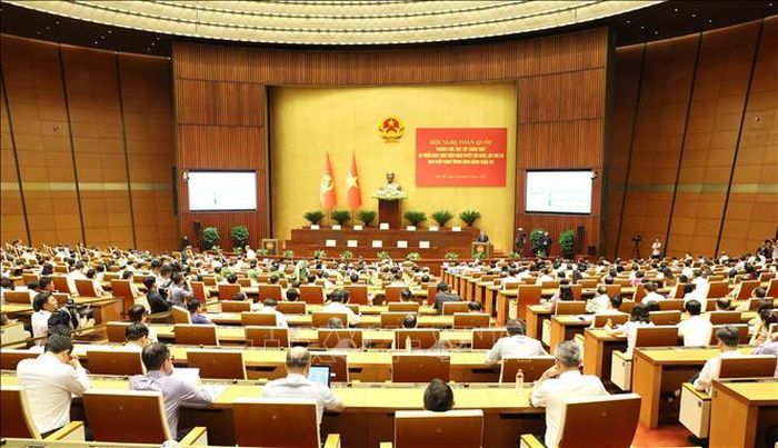 Hội nghị toàn quốc nghiên cứu, học tập, quán triệt và triển khai thực hiện Nghị quyết Hội nghị lần thứ ba Ban Chấp hành Trung ương Đảng khóa XIV. Ảnh: Phương Hoa/TTXVN