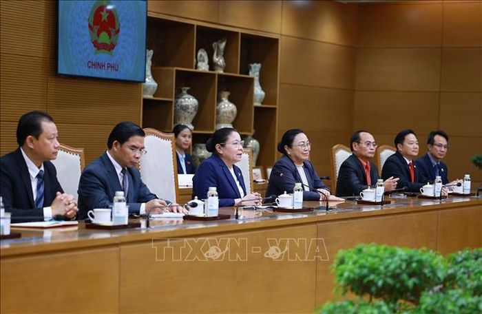 Đồng chí Sisay Leudetmounsone, Trưởng Ban Tổ chức Trung ương Đảng Nhân dân Cách mạng Lào phát biểu. Ảnh: Dương Giang/TTXVN