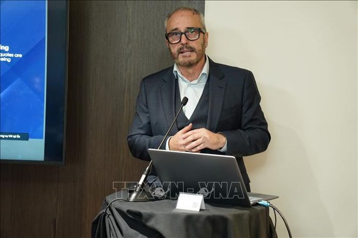 Ông Nicolas Frate, Giám đốc Kinh doanh công ty Think Global Logistics, Australia nhận định: Việc Việt Nam và Australia cùng tham gia các hiệp định thương mại tự do là điều kiện thuận lợi cho hoạt động xuất nhập khẩu giữa hai nước. Ảnh: Trung Trang/PV TTXVN tại Australia