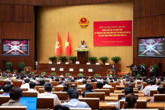 Toàn cảnh Hội nghị toàn quốc nghiên cứu, học tập, quán triệt và triển khai thực hiện Nghị quyết Hội nghị lần thứ ba của Ban Chấp hành Trung ương Đảng khóa XIV.