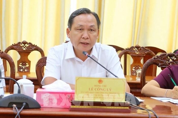 Phó Chủ tịch Thường trực UBND thành phố Cần Thơ Lê Công Lý phát biểu tại buổi làm việc với Tập đoàn Central Retail Việt Nam. Ảnh: Nguyễn Văn Việt - TTXVN