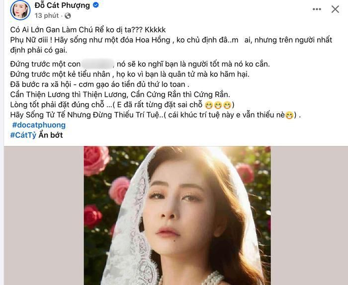 Bài đăng gây chú ý của Cát Phượng. Ảnh: Chụp màn hình FBNV