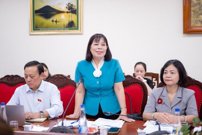 Bà Phạm Thị Hồng, Phó Trưởng ban Dân chủ, Giám sát và Phản biện xã hội, Ủy ban Trung ương Mặt trận Tổ quốc Việt Nam, phát biểu. Ảnh: Trung Hiếu