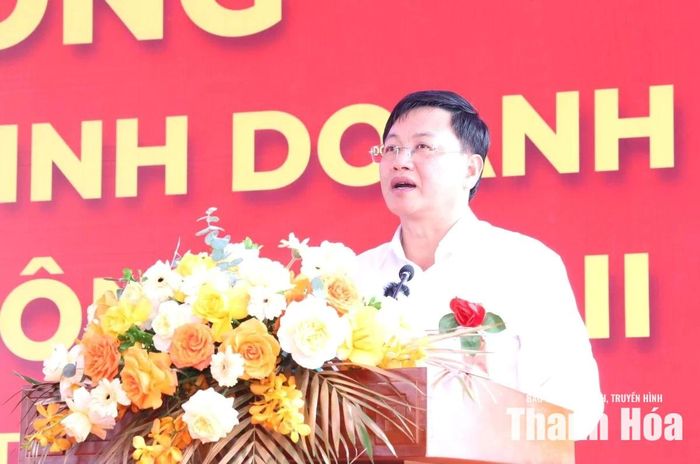 Phó Chủ tịch Thường trực UBND tỉnh Mai Xuân Liêm phát biểu tại lễ khởi công.