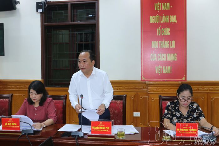 Phó Chủ tịch UBND tỉnh Nguyễn Minh Phú phát biểu ý kiến tại phiên họp.