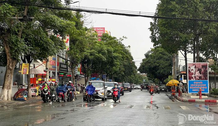 Đường Cách Mạng Tháng Tám (phường Trấn Biên) sau cơn mưa.