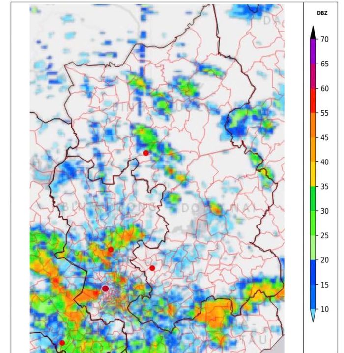 Ảnh radar tại khu vực thành phố Đồng Nai.