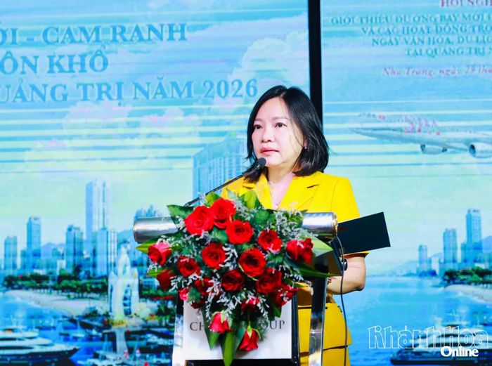 Bà Thái Thị Lệ Hằng phát biểu tại hội nghị. 