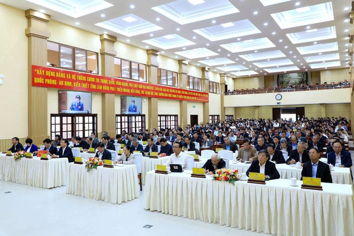 Quang cảnh điểm cầu Hội trường Tỉnh ủy Lâm Đồng