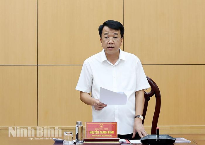 Đồng chí Nguyễn Thanh Bình, Phó Bí thư Tỉnh ủy, Chủ tịch UBND tỉnh phát biểu kết luận buổi làm việc.