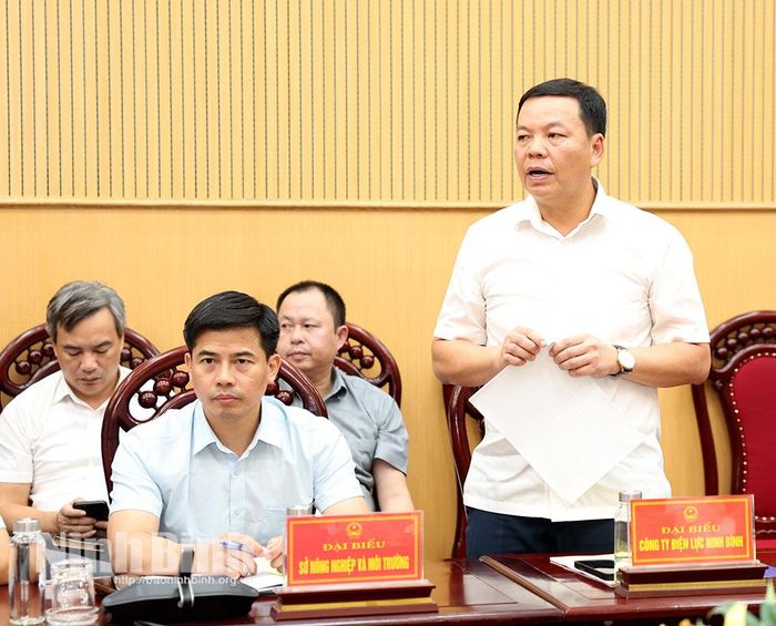 Lãnh đạo Công ty Điện lực Ninh Bình phát biểu tại buổi làm việc.